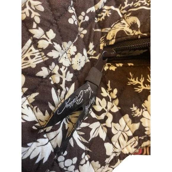 Vera Bradley Imperial Toile Large Hobo Shoulder Bag Brown White Pink Birds - Picture 8 of 16